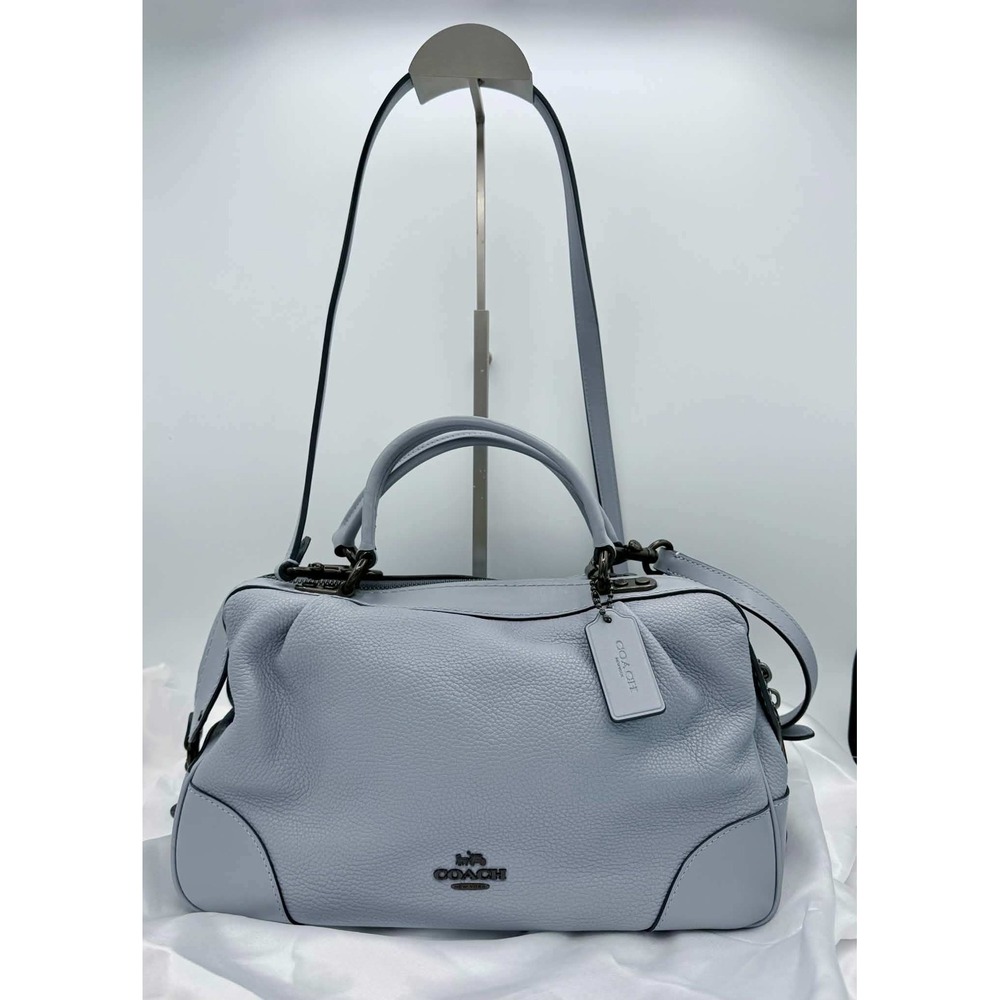 Coach Lane Satchel Blue Mist Pebbled Leather Crossbody Gunmetal Hardware 69621